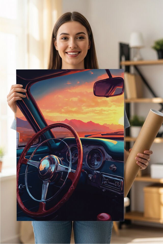 Nostaljik Klasik Otomobil Poster Modelleri - Klasik Seri 5 70x100 cm - Model 4 - 200 gr