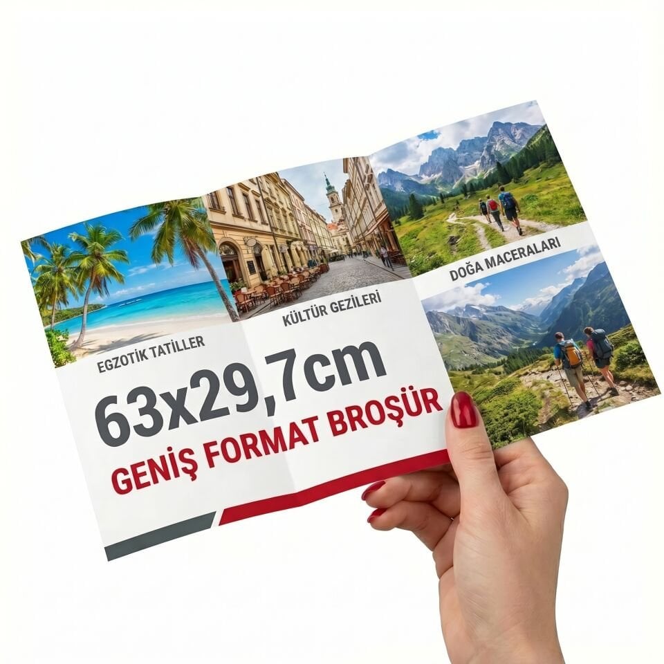 63x29,7 cm Geniş Format Broşür Baskı | İki Kırım 6 Sayfalı Broşür