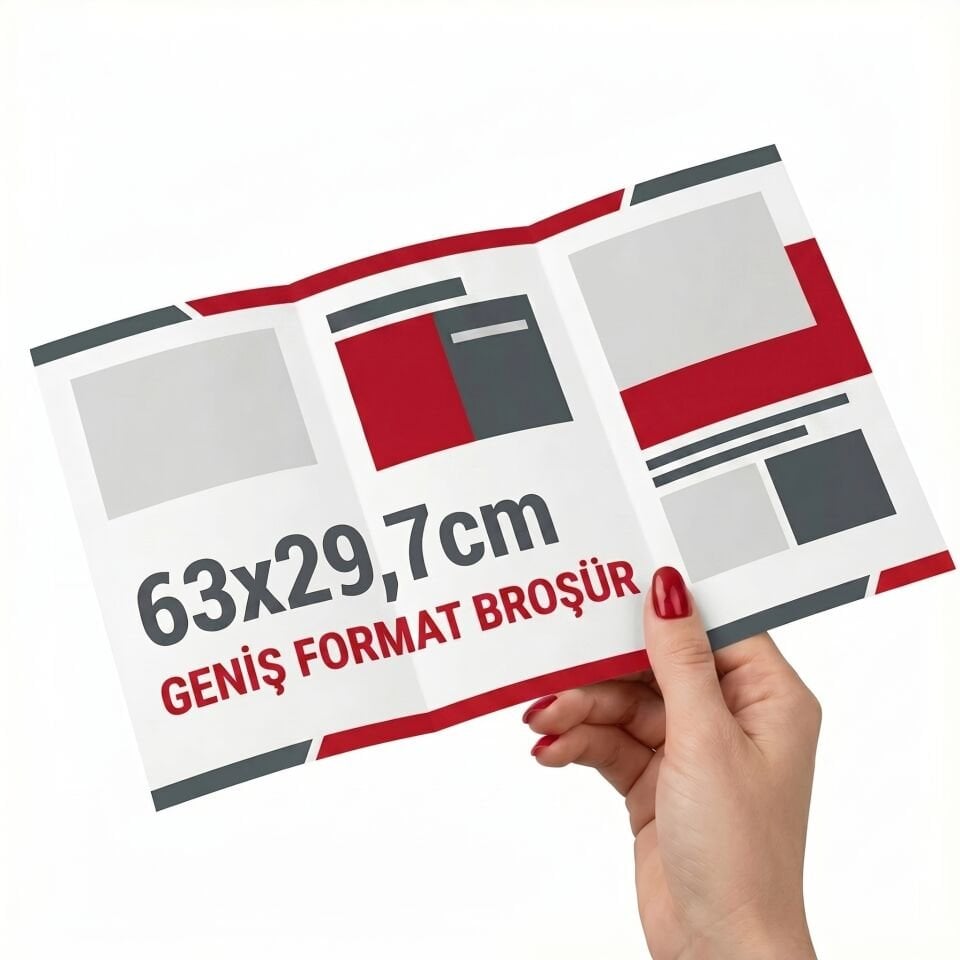 63x29,7 cm Geniş Format Broşür Baskı | İki Kırım 6 Sayfalı Broşür