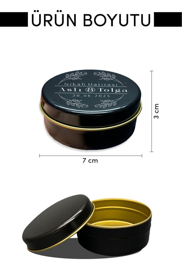 Kişiselleştirilebilir Metal Kutu - Söz, Nişan, Nikah, Düğün Hatırası,Hediyelik Kutu(5 Renk Seçeneği) 20 Adet