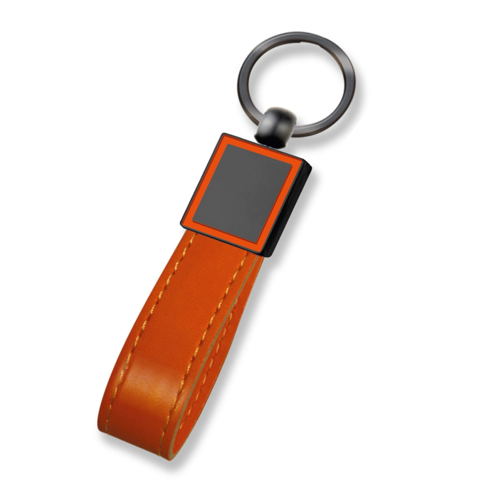 BEYSEKİ SİYAH METAL - DERİ ANAHTARLIK Turuncu