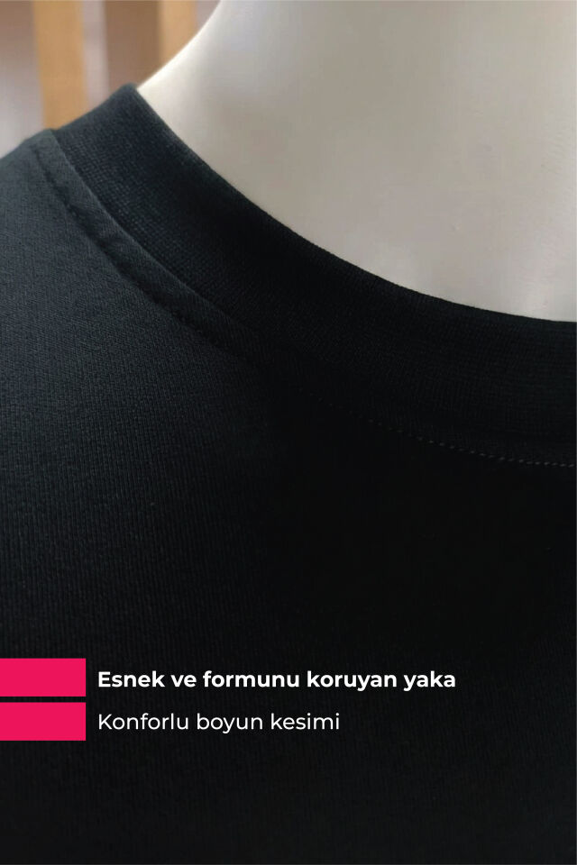 Kişiye Özel Oversize Tişört Baskı - Fotoğraf, Logo, Yazı ve Çizim Baskılı %100 Pamuk Unisex Oversize T-Shirt Siyah - M