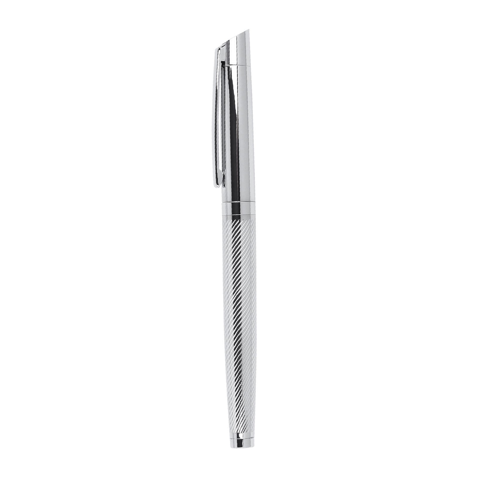 DÜZİÇİ SİYAH METAL ROLLER KALEM Gümüş