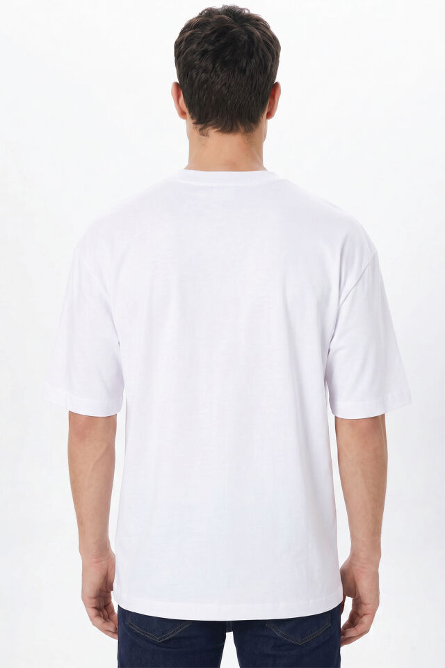 Kişiye Özel Oversize Tişört Baskı - Fotoğraf, Logo, Yazı ve Çizim Baskılı %100 Pamuk Unisex Oversize T-Shirt Beyaz - L
