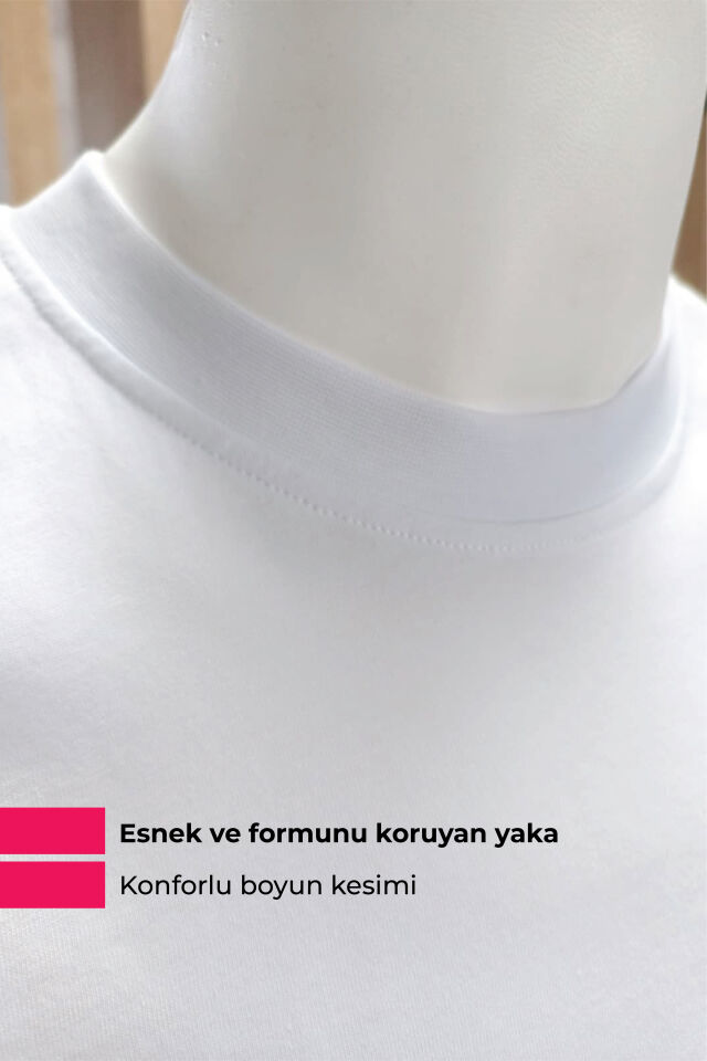 Kişiye Özel Oversize Tişört Baskı - Fotoğraf, Logo, Yazı ve Çizim Baskılı %100 Pamuk Unisex Oversize T-Shirt Beyaz - XL