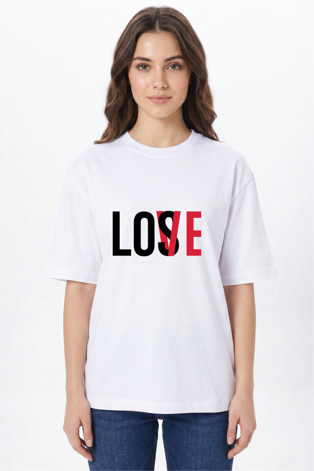 Love Lose Baskılı Tişört - %100 Pamuk Bisiklet Yaka Unisex Grafik Tasarım T-Shirt
