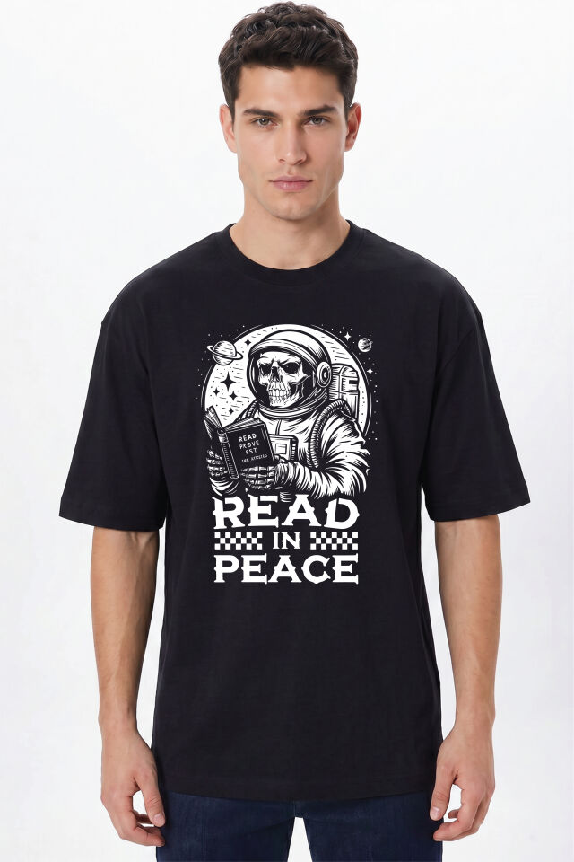 Read in Peace Baskılı Tişört - %100 Pamuk Bisiklet Yaka Unisex Tasarım T-Shirt