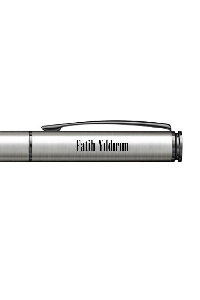 Kişiye Özel Scrikss 64 Roller Kalem 0.7mm - UV Baskılı İsim, Logo ve Kurumsal Metal Kalem Siyah-Krom
