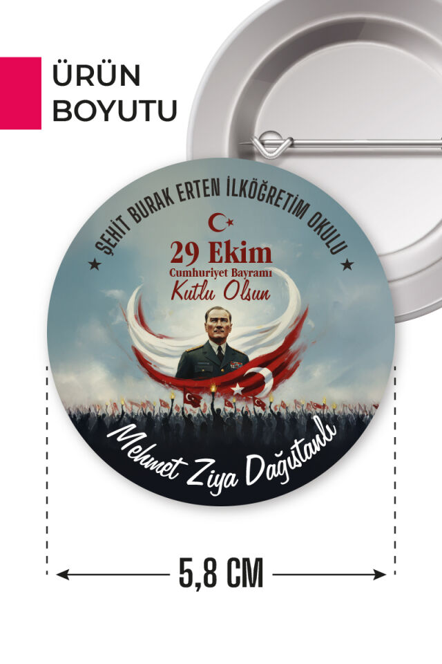 29 Ekim Atatürk Temalı Rozet | Cumhuriyet Bayramı Yaka, Göğüs ve Çanta Aksesuarı 20 Adet