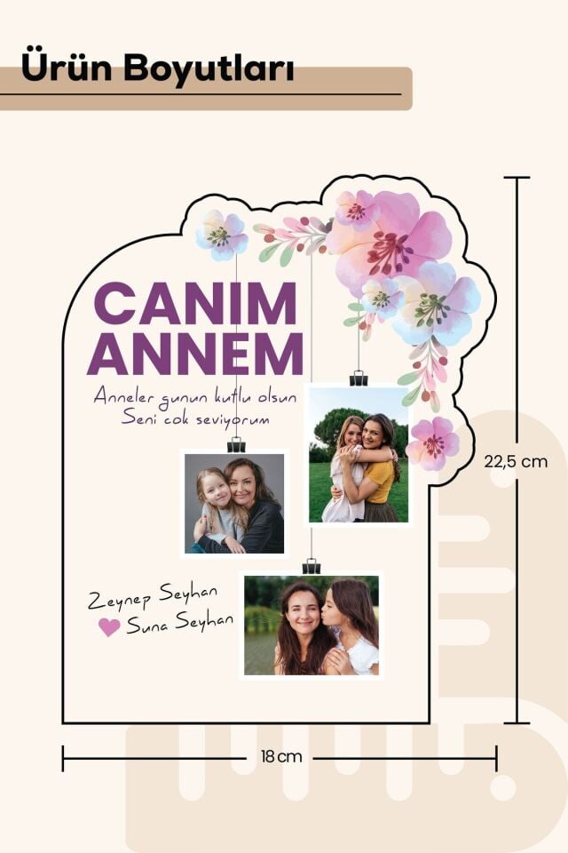 Anneler Günü Özel Hediye Pleksi Seti, Doğum Günü, Özel Fotoğraflı Kişiye Özel Pleksi Seti