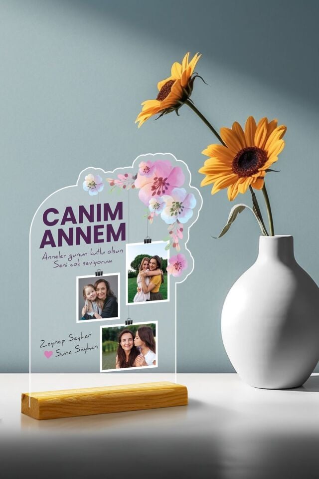 Anneler Günü Özel Hediye Pleksi Seti, Doğum Günü, Özel Fotoğraflı Kişiye Özel Pleksi Seti
