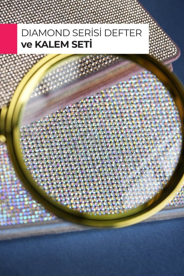 Elegant Diamond Taşlı Defter – A5 Sert Kapak, 160 Sayfa Çizgili Bakır