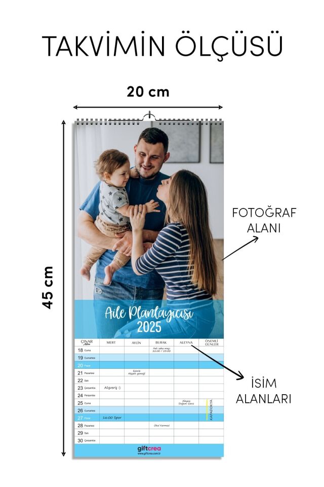 Kişiselleştirilebilir Aile Planlayıcı Takvim - Özelleştirilebilir Fotoğraf Baskılı Planlayıcı Takvim