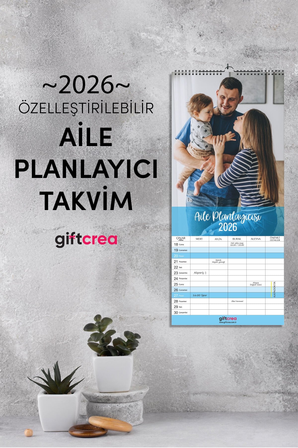Kişiselleştirilebilir Aile Planlayıcı Takvim - Özelleştirilebilir Fotoğraf Baskılı Planlayıcı Takvim