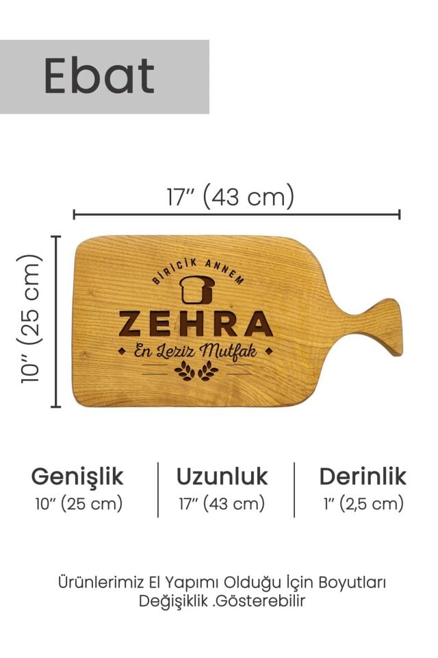 Kişiselleştirilebilir Kestane Kesme Tahtası, Anneler Günü ,Servis Kesme Tahtası ,İsme ve Güne Özel