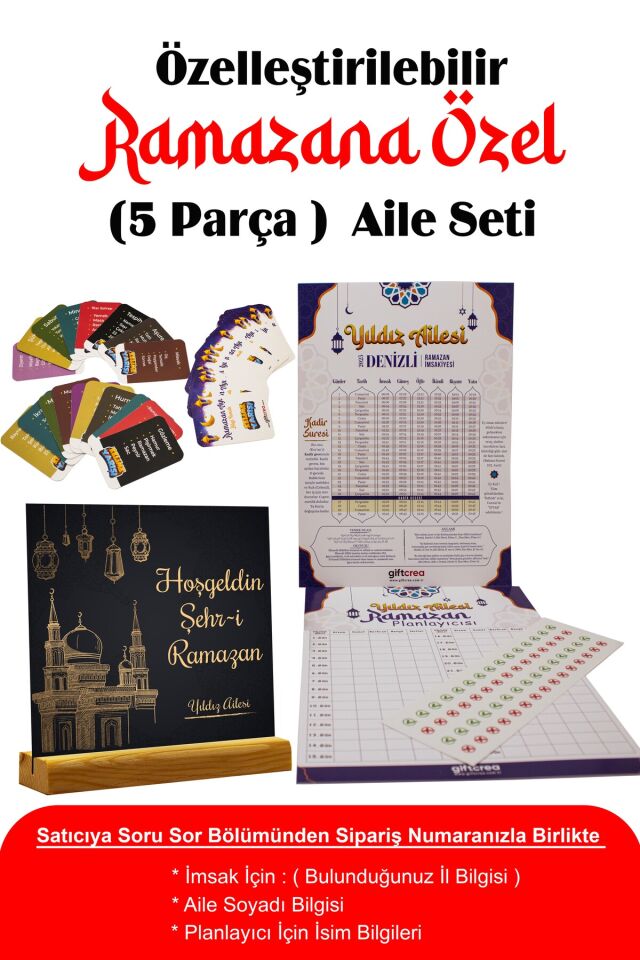 Kişiselleştirilebilir Ramazan Aile Seti – 5 Parça Manevi Hediye Seti