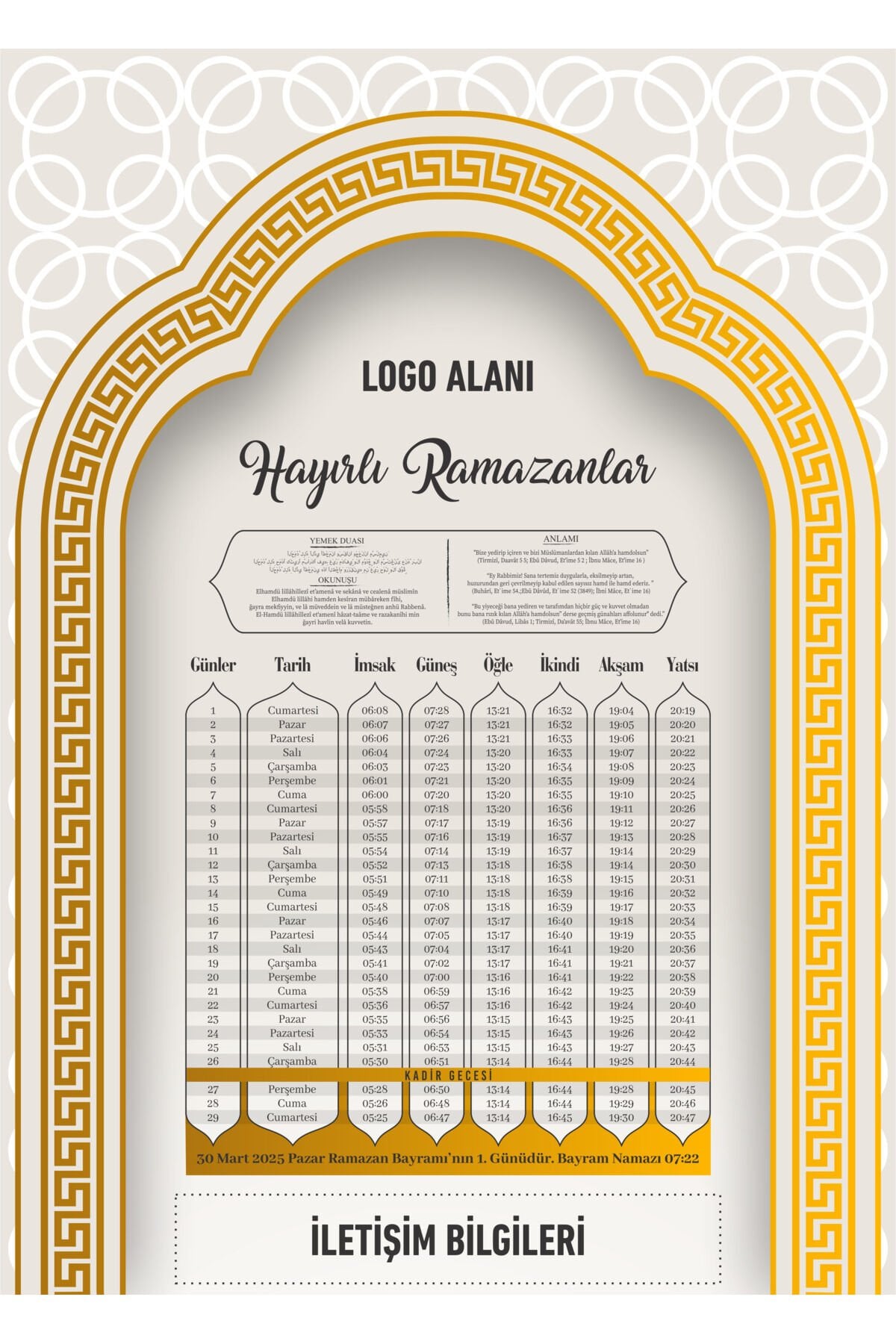 Kişiselleştirilebilir Ramazan İmsakiyesi 2026 ,Firmalara Özel Dijital Baskılı Ramazan İmsakiyesi 100 Adet