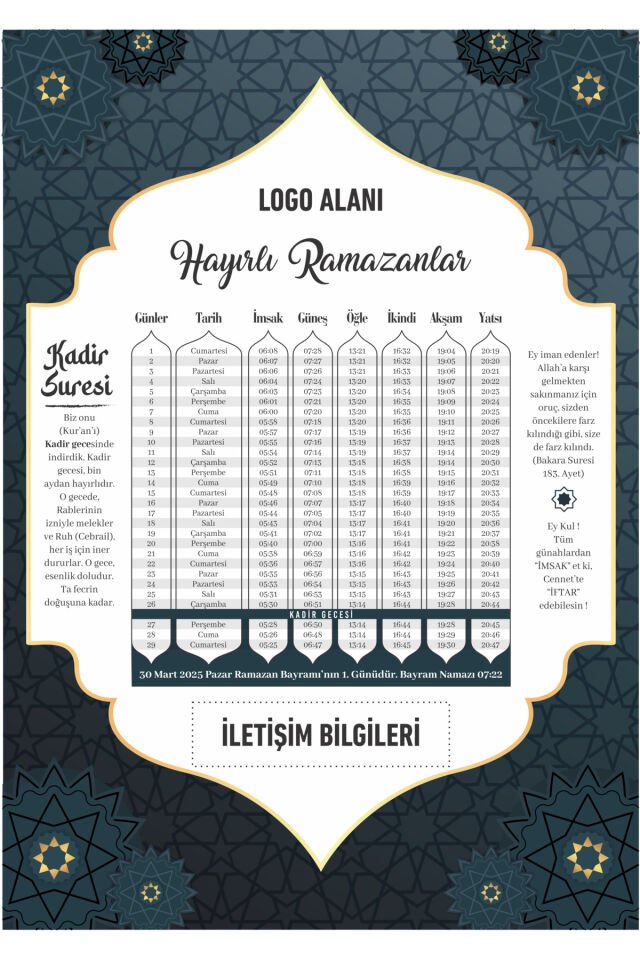 Kişiselleştirilebilir Ramazan İmsakiyesi 2026,Kurumsal Firmalara Özel Dijital Baskılı İmsakiye 200 Adet