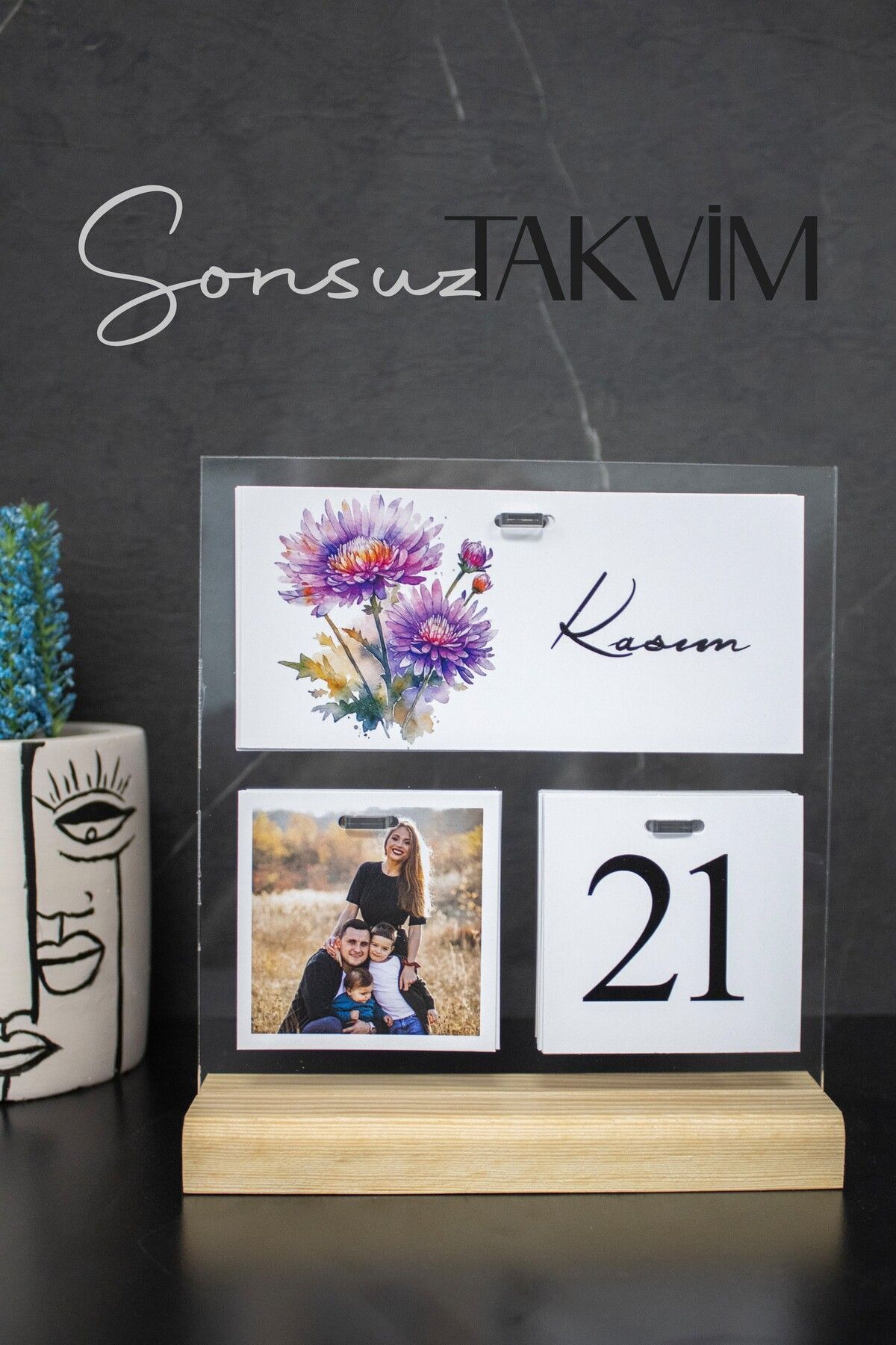 Kişiselleştirilebilir Sonsuz Takvim Pleksi Hediyelik , Kişiye Özel Fotoğraflı Sonsuz Takvim Akrilik