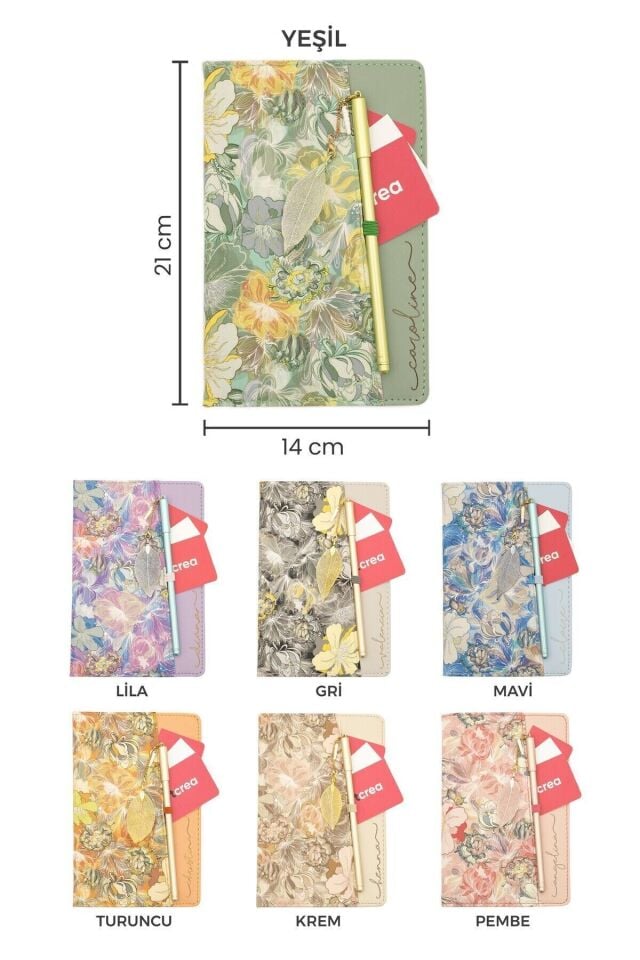 Kişiye Özel Çiçek Desenli Defter ve Tüy Kalem Seti Lazer İsim Kazıma Günlük Kartlıklı Defter Lila