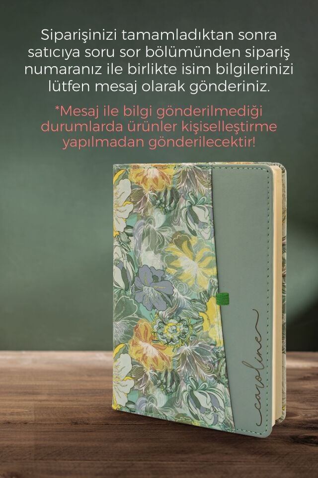 Kişiye Özel Çiçek Desenli Defter Lazer İsim Kazıma Günlük Kartlıklı Defter Gri