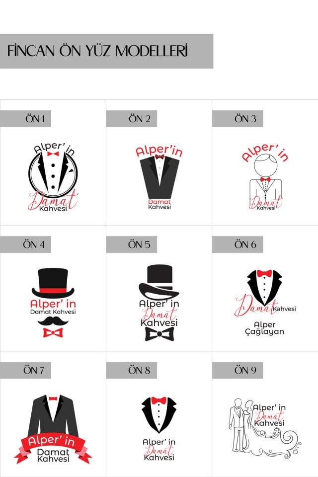 Kişiye Özel Damat Porselen Fincan Takımı ,Özel Fincan Seti ,İsme ve Nişan Gününe Özel Fincan Takımı