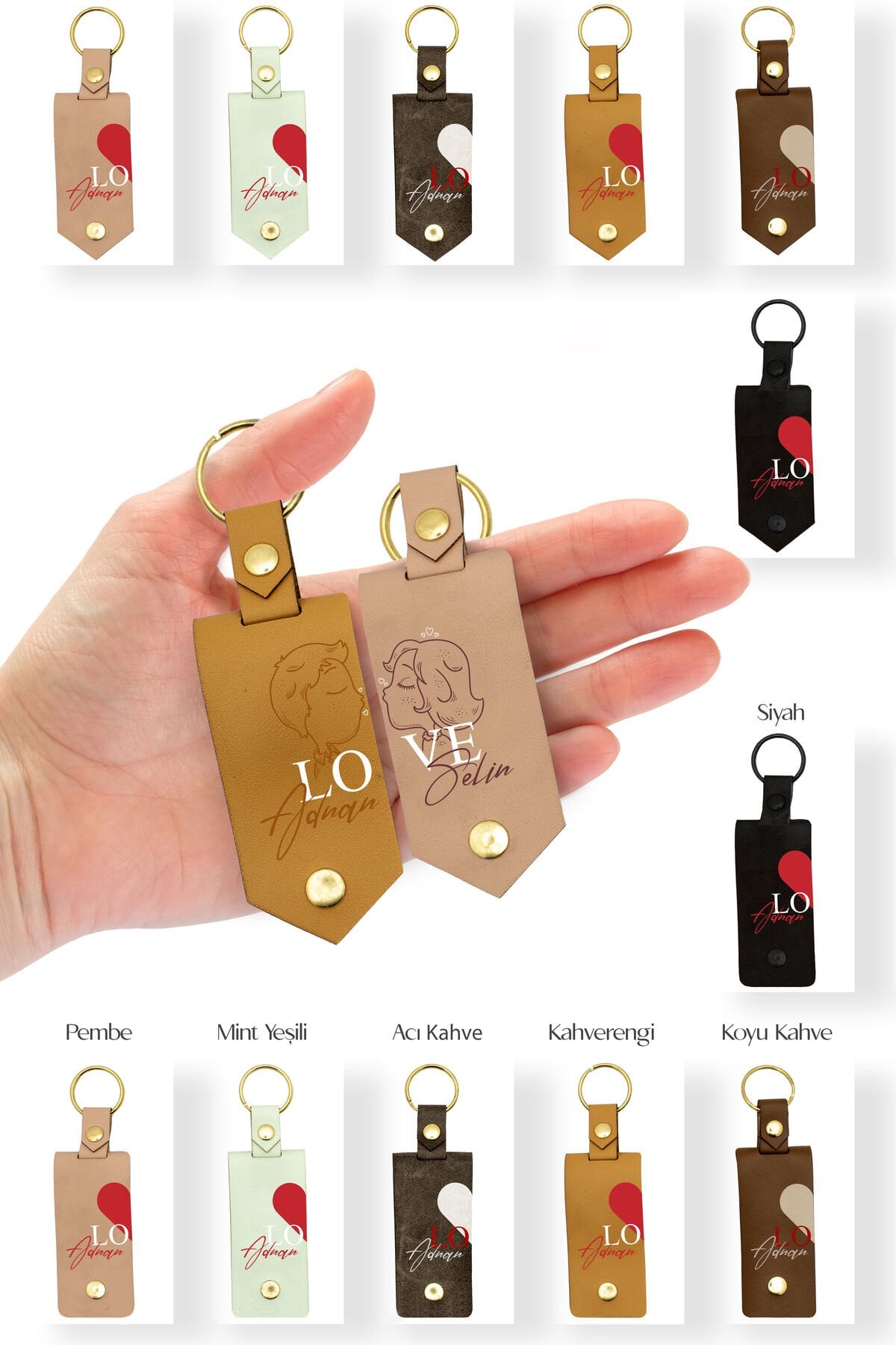 Kişiye Özel Deri Anahtarlık 2li İçi Dijital Fotoğraf Baskılı Sevgililer Gününe Özel Tasarım