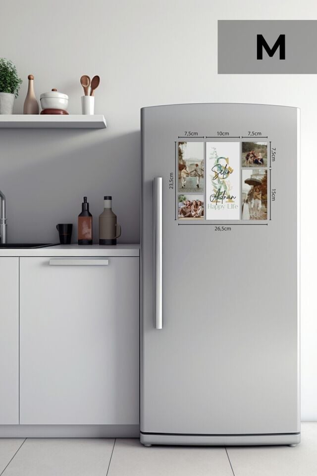 Kişiye Özel İsimli ve Fotoğraflı Dekota Magnet Dolap Süsü , 5 Parça Özelleştirilebilir Dolap Magnet S: 16 x 18 cm