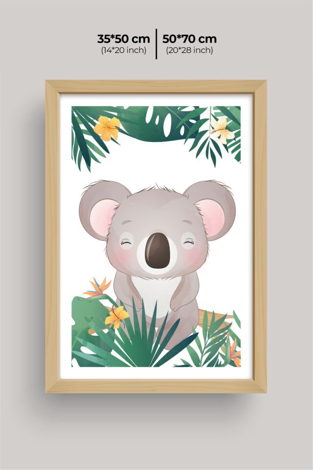 UV Baskılı Çocuk Odası 3'lü Ahşap MDF Tablo Seti - V3 Ahşap - 50x70 cm