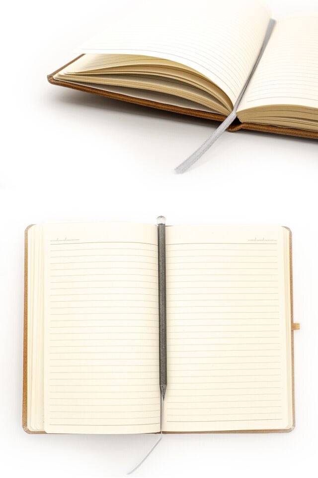 Kişiye Özel Lastikli Termo Deri Çizgili Defter Set , İsme Özel Kişiselleştirilebilir Hediye Siyah