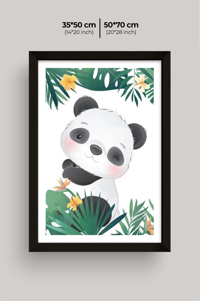 UV Baskılı Çocuk Odası 3'lü Ahşap MDF Tablo Seti - V4 50x70 cm - Siyah