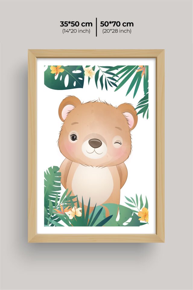 UV Baskılı Çocuk Odası 3'lü Ahşap MDF Tablo Seti - V4 Ahşap - 35x50 cm