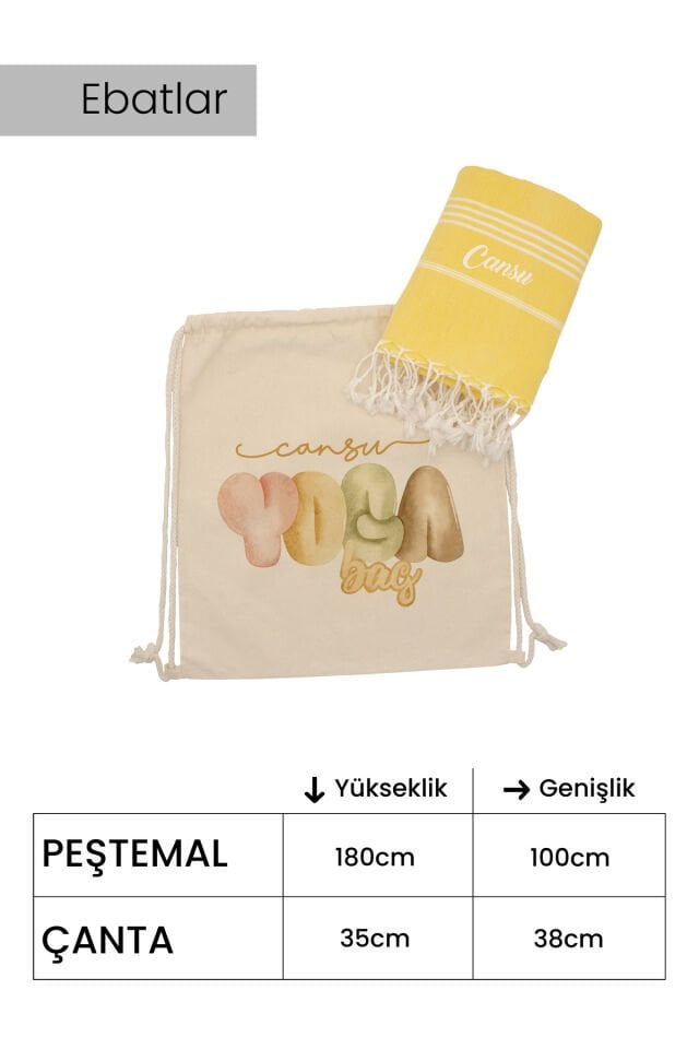 Kişiye Özel Pamuk Peştamal ve Spor Çanta Seti , Özelleştirilebilir Spor Çanta Seti İsme Özel