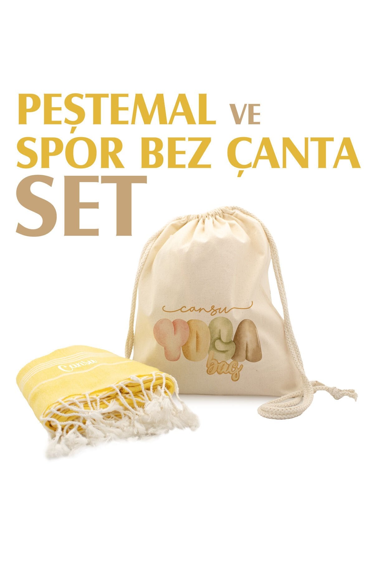 Kişiye Özel Pamuk Peştamal ve Spor Çanta Seti , Özelleştirilebilir Spor Çanta Seti İsme Özel