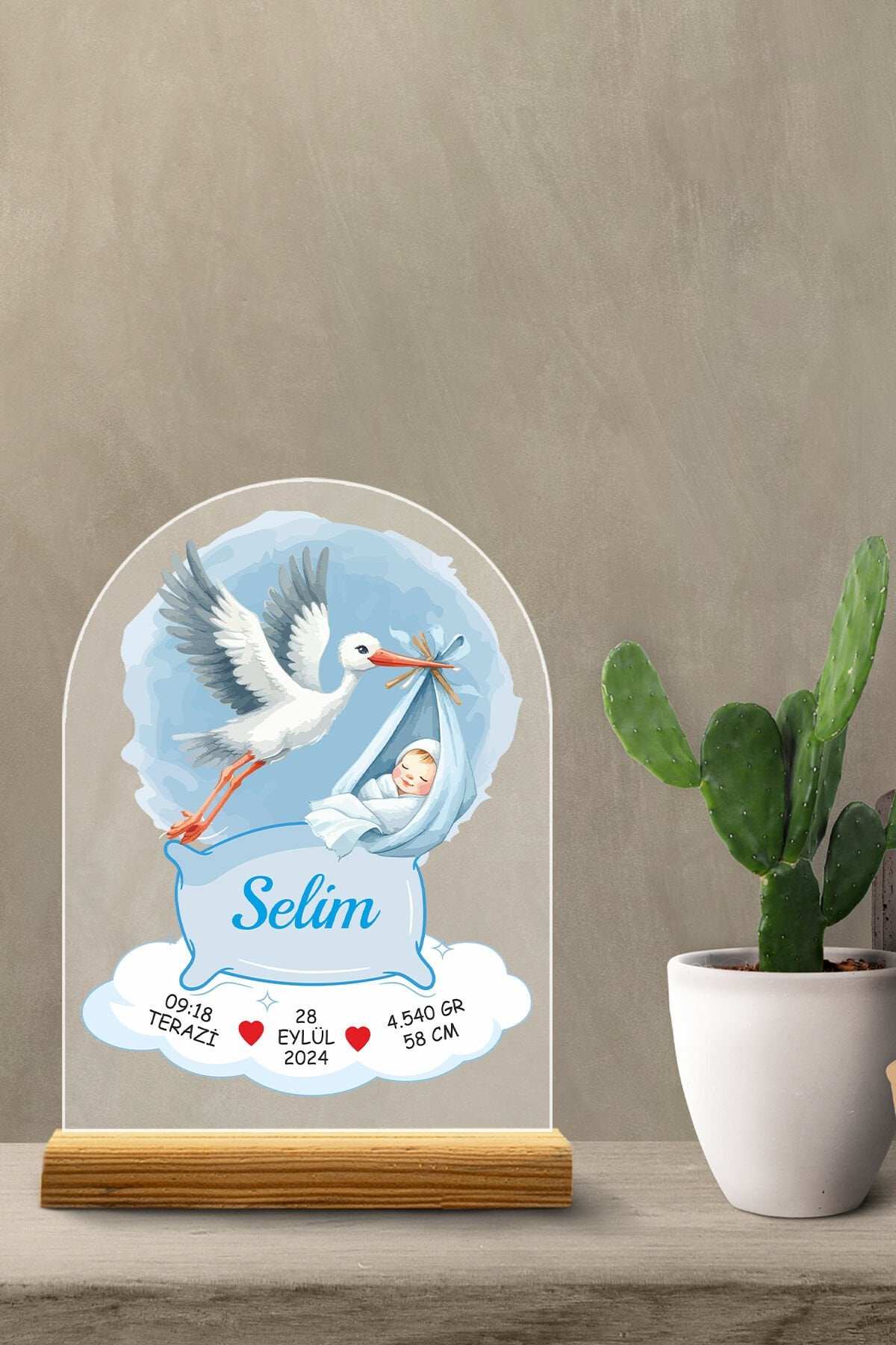 Kişiye Özel Pleksi Bebek Doğum Bilgileri Tablosu – Özel Tasarım Kıyafetli Bebek Model Erkek