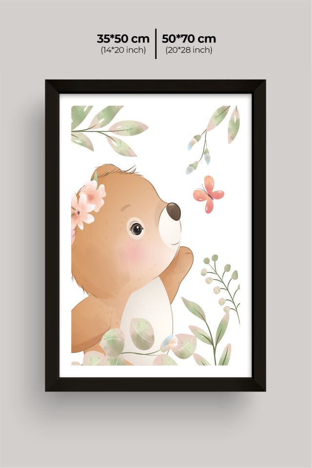 UV Baskılı Çocuk Odası 3'lü Ahşap MDF Tablo Seti - V7 Siyah - 35x50 cm