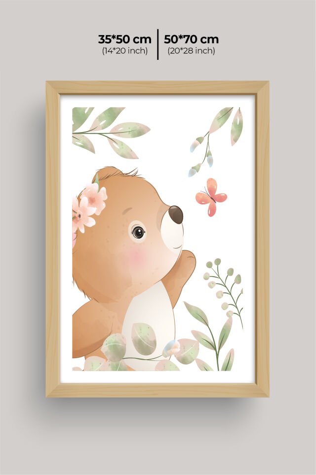 UV Baskılı Çocuk Odası 3'lü Ahşap MDF Tablo Seti - V7 Ahşap - 35x50 cm