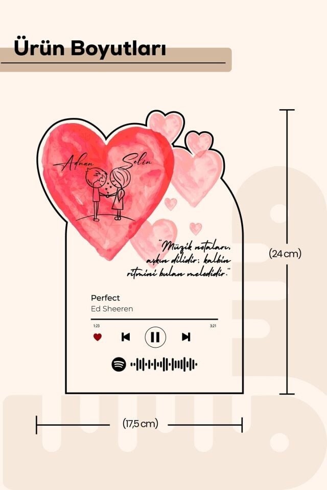 Kişiye Özel Sevgililer Günü, Doğum Günü, Yıldönümü Pleksi Line Art Set, Baskılı Spotify Pleksi
