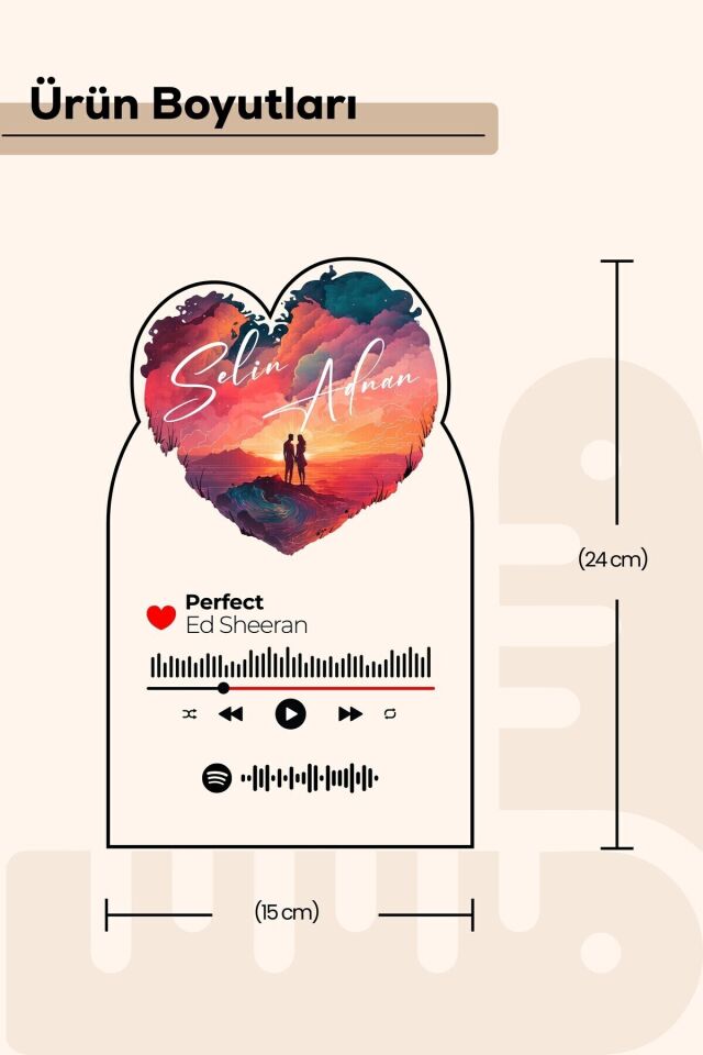 Kişiye Özel Sevgililer Günü, Doğum Günü, Yıldönümüne Özel Hediye Pleksi Set,Dekoratif Spotify Plak