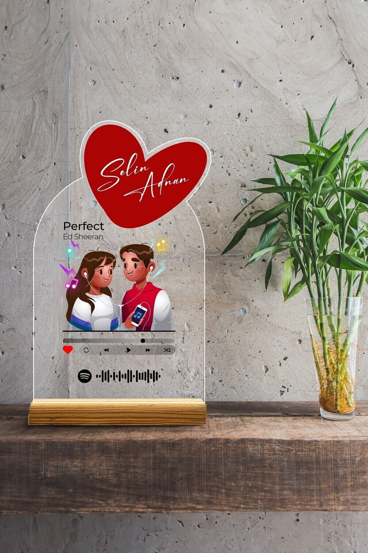 Özelleştirilebilir Sevgililer Günü, Doğum Günü, Yıldönümüne Özel Hediye Şeffaf Pleksi Seti