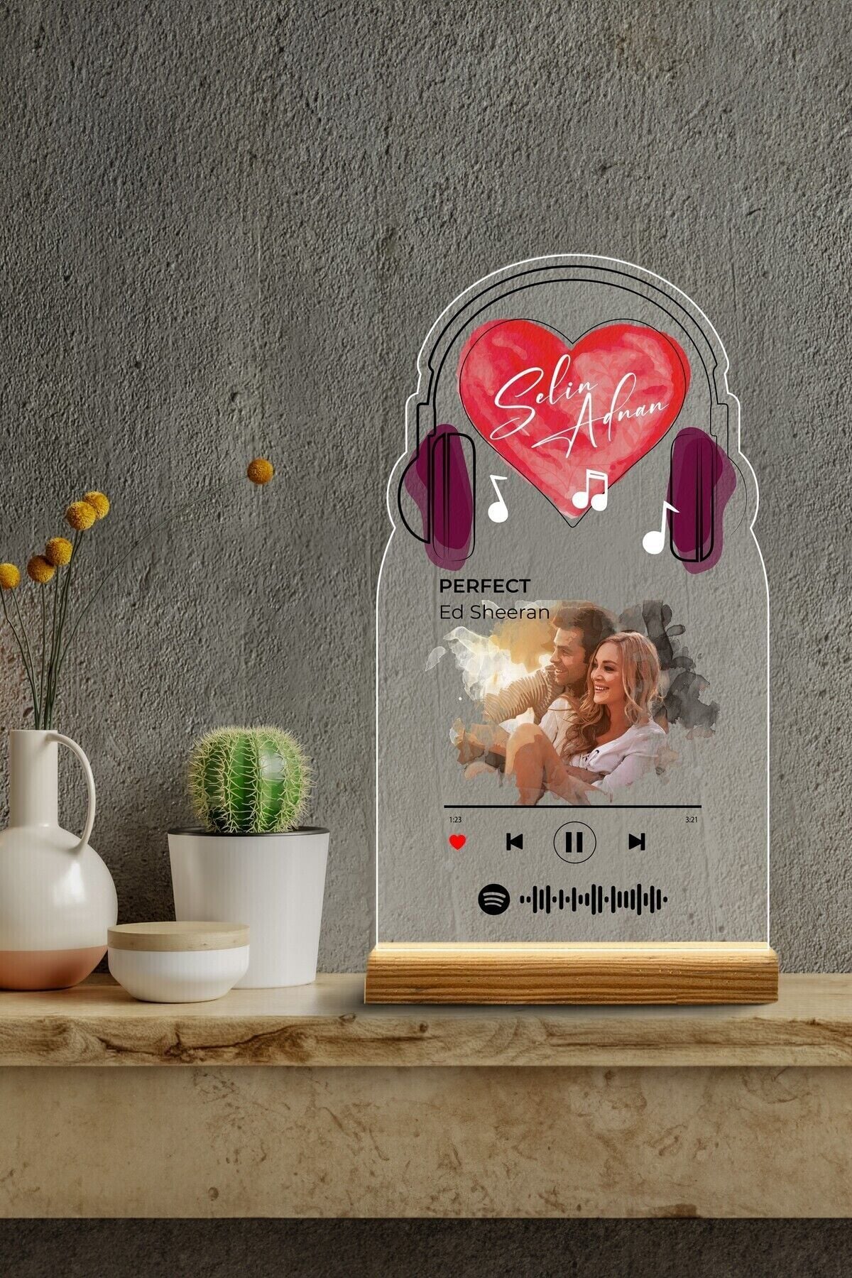 Özelleştirilebilir Sevgililer Günü, Doğum Günü, Yıldönümüne Özel Fotoğraflı Şeffaf Pleksi Seti