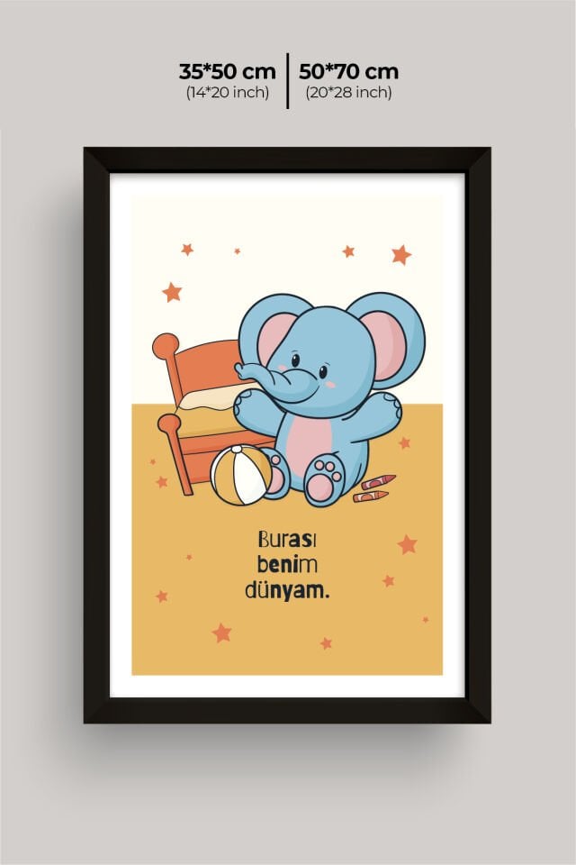 UV Baskılı Çocuk Odası 3'lü Ahşap MDF Tablo Seti - V12 50x70 cm - Siyah