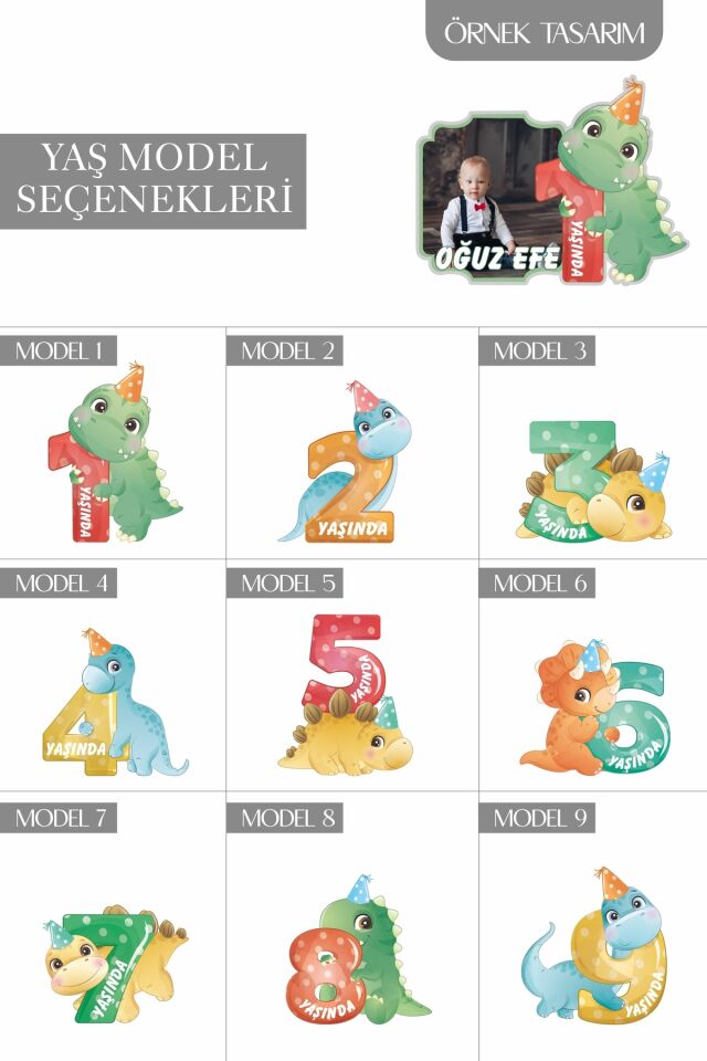 Kişiye Özel Şeffaf Pleksi Magnet – Dinozor Temalı Doğum Günü Hatırası (Her Yaşa Özel) 50 Adet