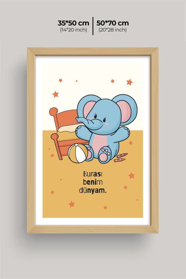 UV Baskılı Çocuk Odası 3'lü Ahşap MDF Tablo Seti - V12 Ahşap - 35x50 cm