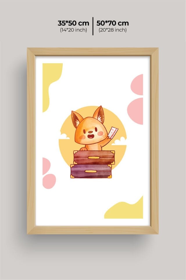UV Baskılı Çocuk Odası 3'lü Ahşap MDF Tablo Seti - V13 Ahşap - 50x70 cm