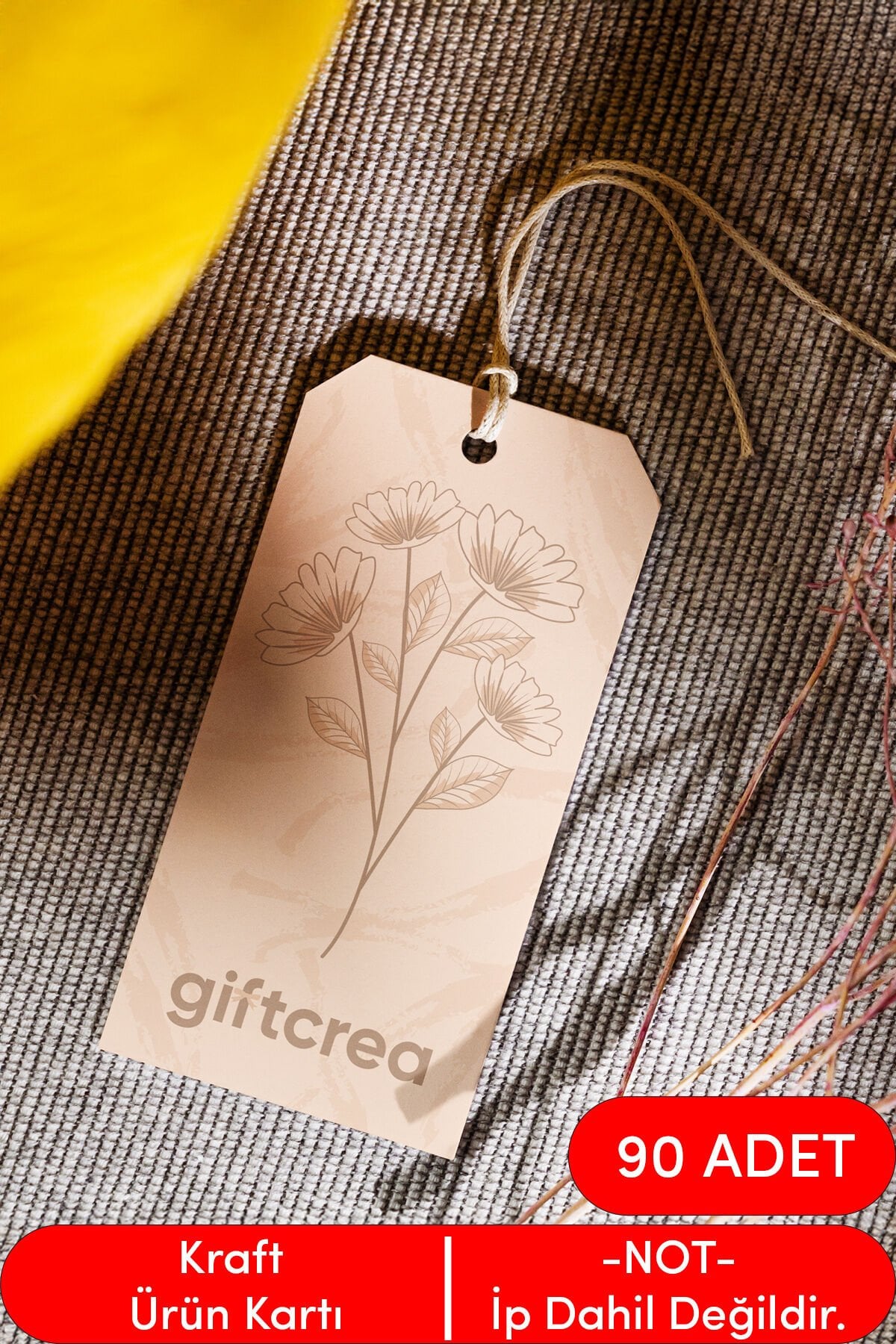 Kraft Ürün Kartı | Kişiye Özel Baskılı Etiket | Doğal Kraft Tanıtım Kartı (Model Seçenekli) 90 Adet