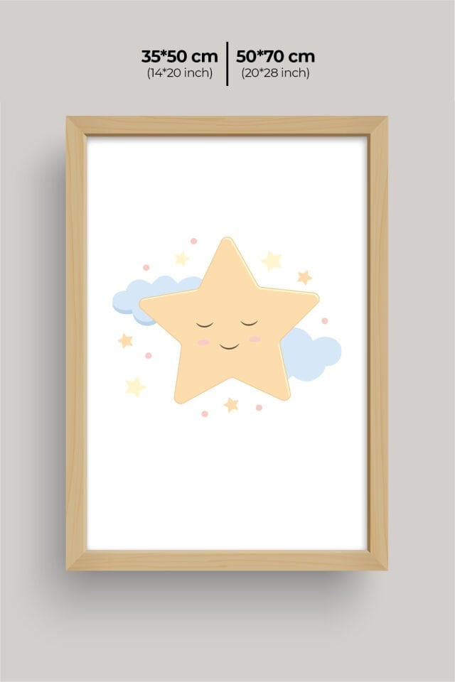 UV Baskılı Çocuk Odası 3'lü Ahşap MDF Tablo Seti - V15 Ahşap - 50x70 cm