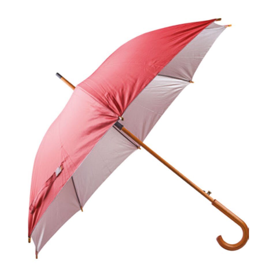 MANGOSTAN SİYAH AHŞAP SAPLI ŞEMSİYE Kırmızı