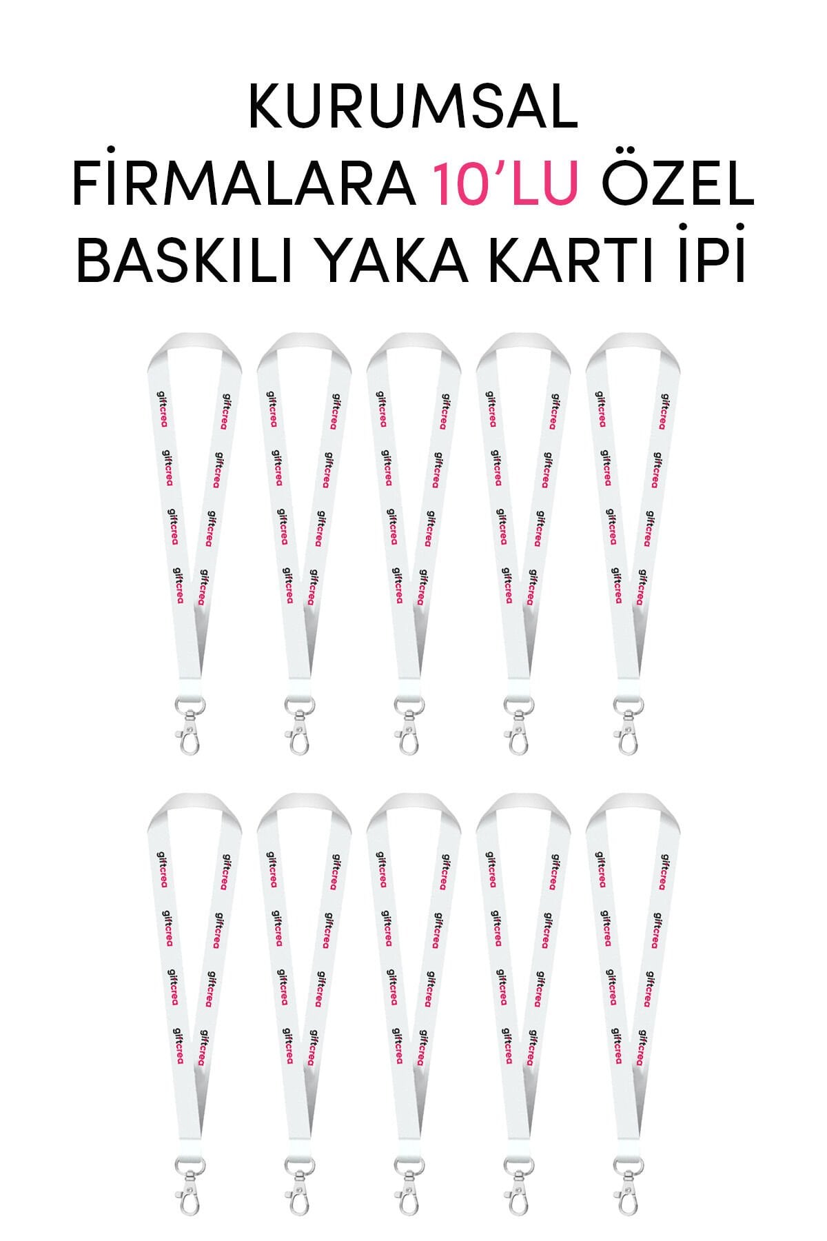 Kurumsal Firmalara Özel 10lu Baskılı Yaka Kartı İpi - Özelleştirilebilir Yaka Kartı İpi