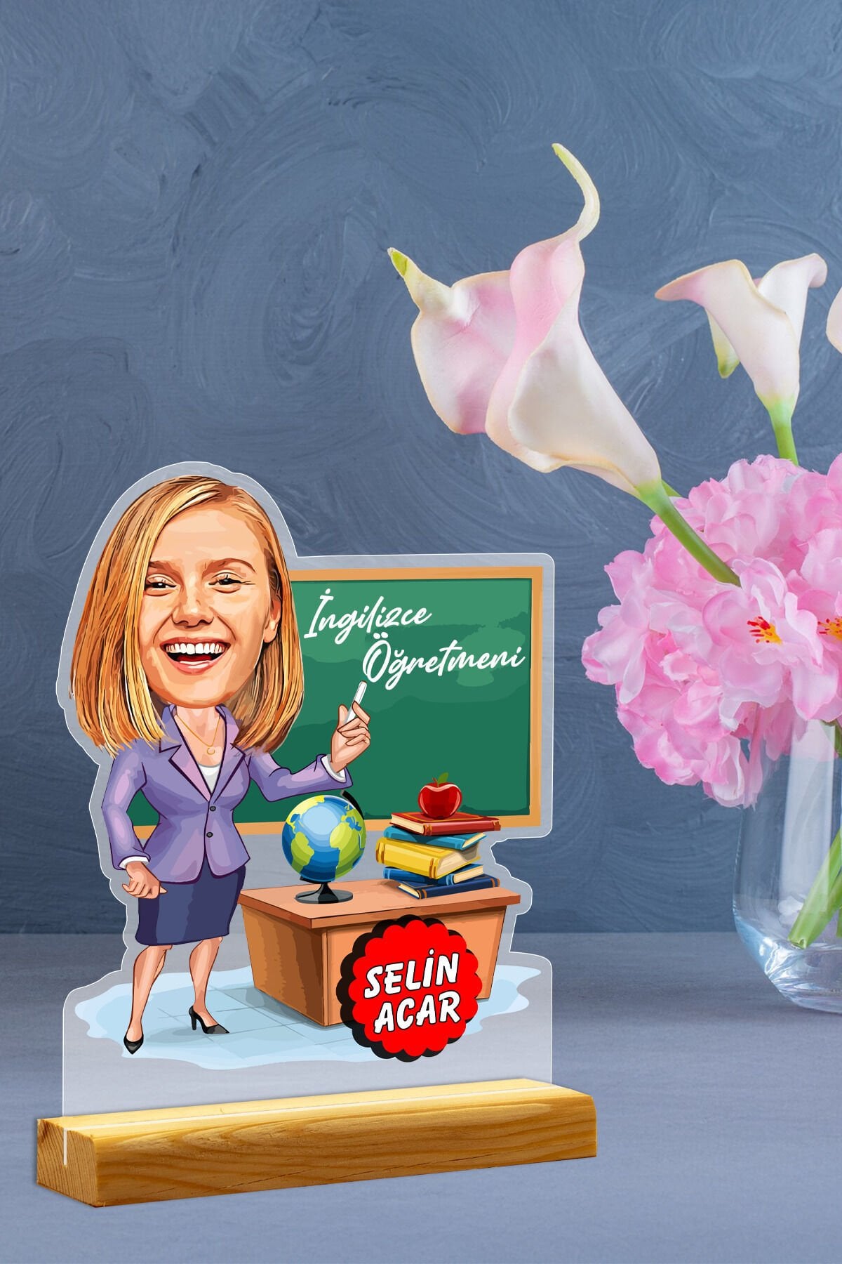 Öğretmenler Günü’ne Özel Hediye Karikatür Pleksi Seti - Özelleştirilebilir Dekoratif Pleksi Bayan